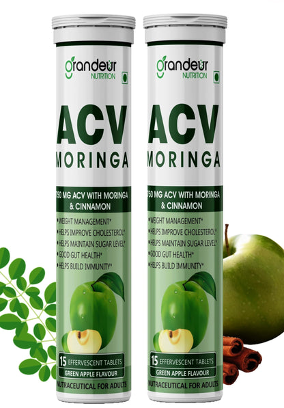 GRANDEUR Apple Cider Vinegar Effervescent Tablets with Pomegranate and B Vitamins, Nutritional Supplement (27)