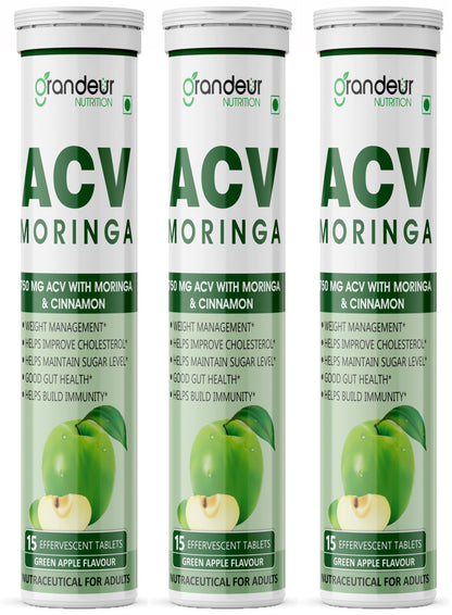 GRANDEUR Apple Cider Vinegar Effervescent Tablets with Pomegranate and B Vitamins, Nutritional Supplement (35)