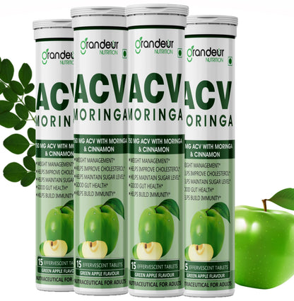 GRANDEUR Apple Cider Vinegar Effervescent Tablets with Pomegranate and B Vitamins, Nutritional Supplement (38)