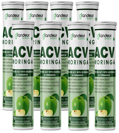 GRANDEUR Apple Cider Vinegar Effervescent Tablets with Pomegranate and B Vitamins, Nutritional Supplement (48)