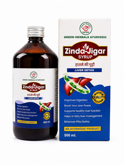 GREEN HERBALS AYURVEDIC Zinda Jigar Syrup, 500ml, Ayurvedic Herbal Supplement