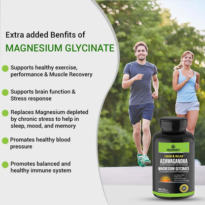 GREENDORSE Shoden Ashwagandha Herbal Supplement with Magnesium Glycinate and Probiotics, 60 Veg Capsules, 35% Withanolides - 