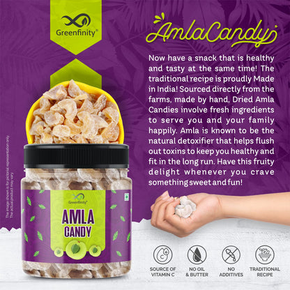 GreenFinity Dried Sweet Amla Candy, Indian Gooseberry Fruit, 250g - front view (10)