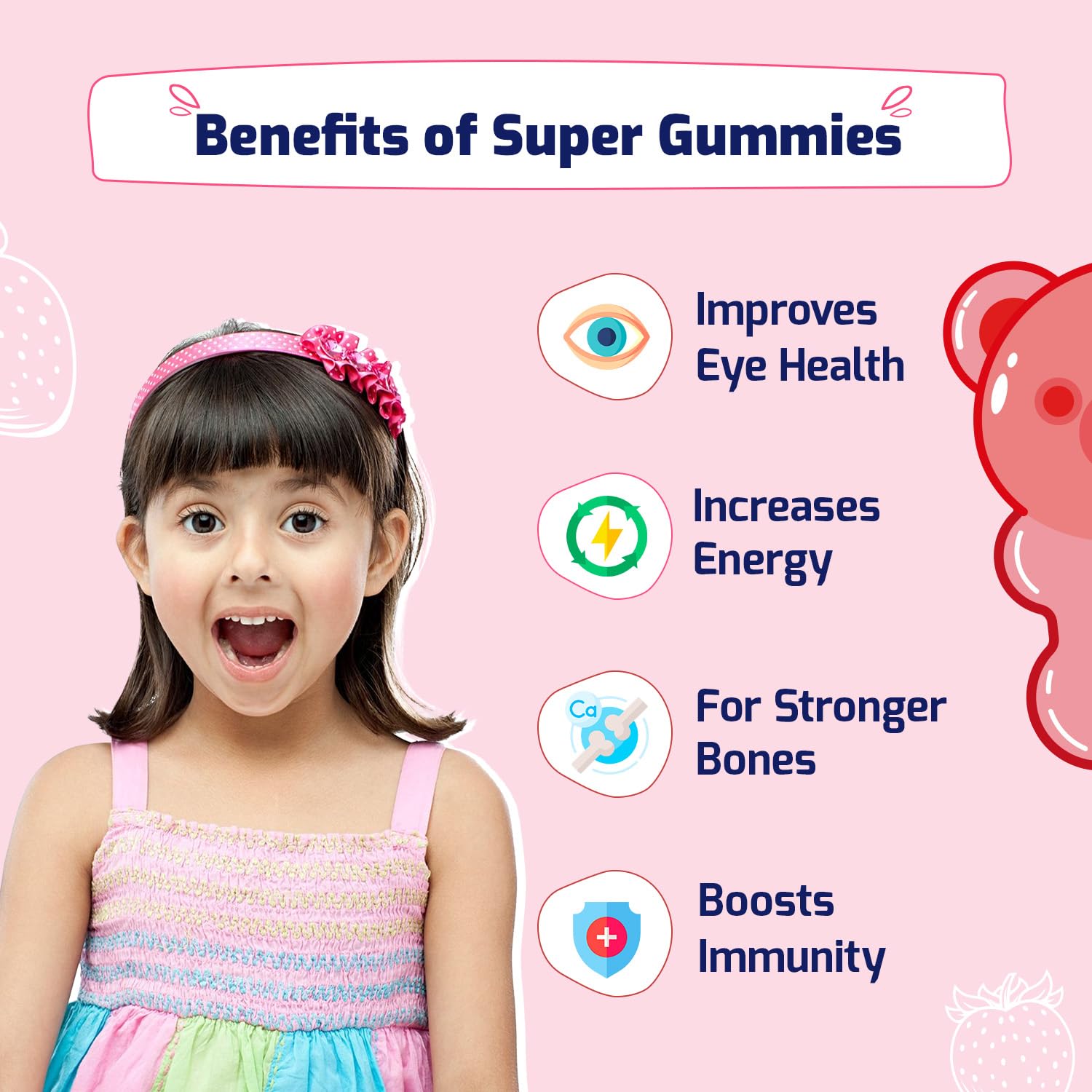 Gritzo Multivitamin Gummies for Kids, 30 Count, 21 Vitamins & Minerals, Natural Flavors, No Added Sugar - front view (12)