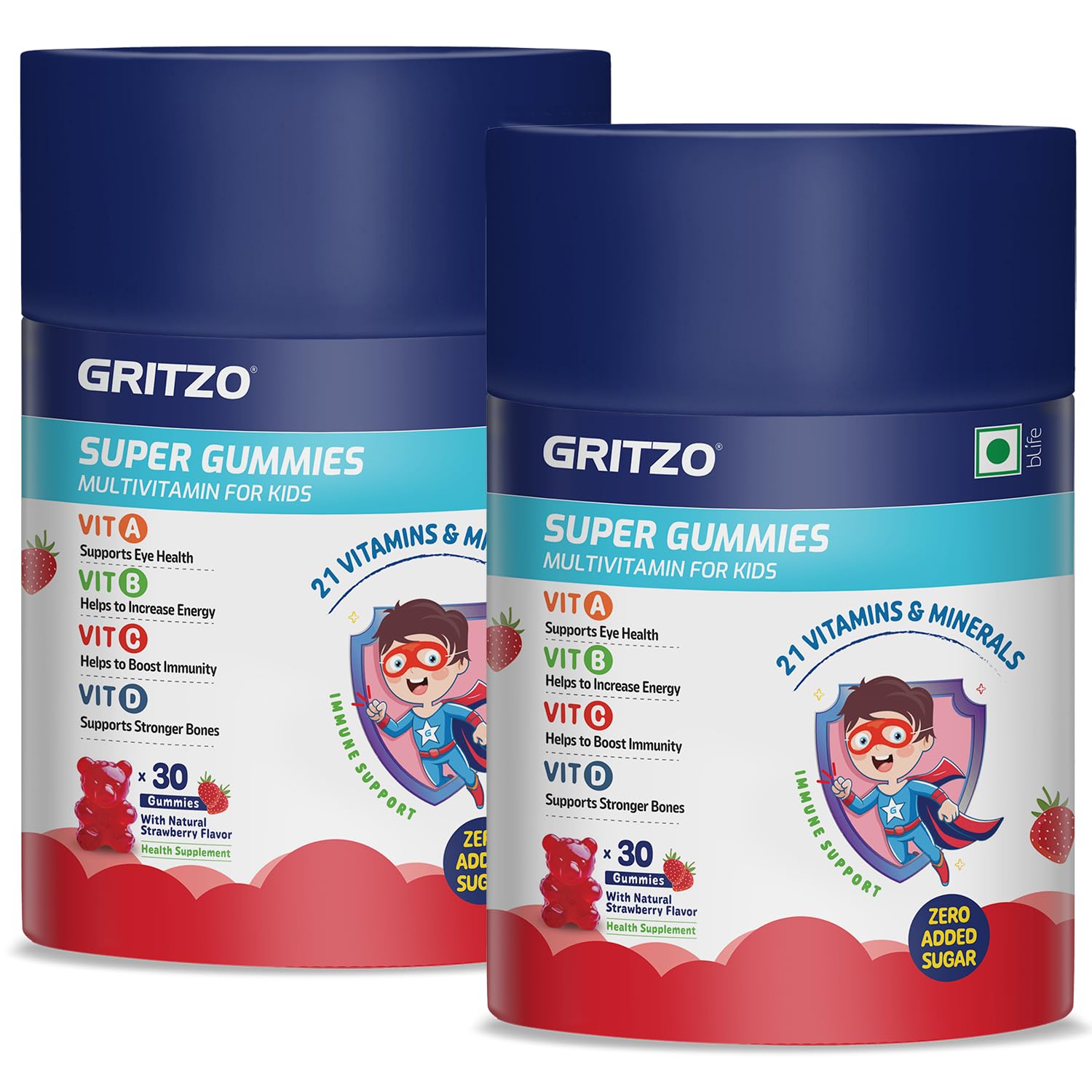 Gritzo Multivitamin Gummies for Kids, 30 Count, 21 Vitamins & Minerals, Natural Flavors, No Added Sugar (17)