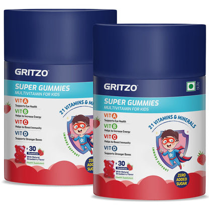 Gritzo Multivitamin Gummies for Kids, 30 Count, 21 Vitamins & Minerals, Natural Flavors, No Added Sugar (17)