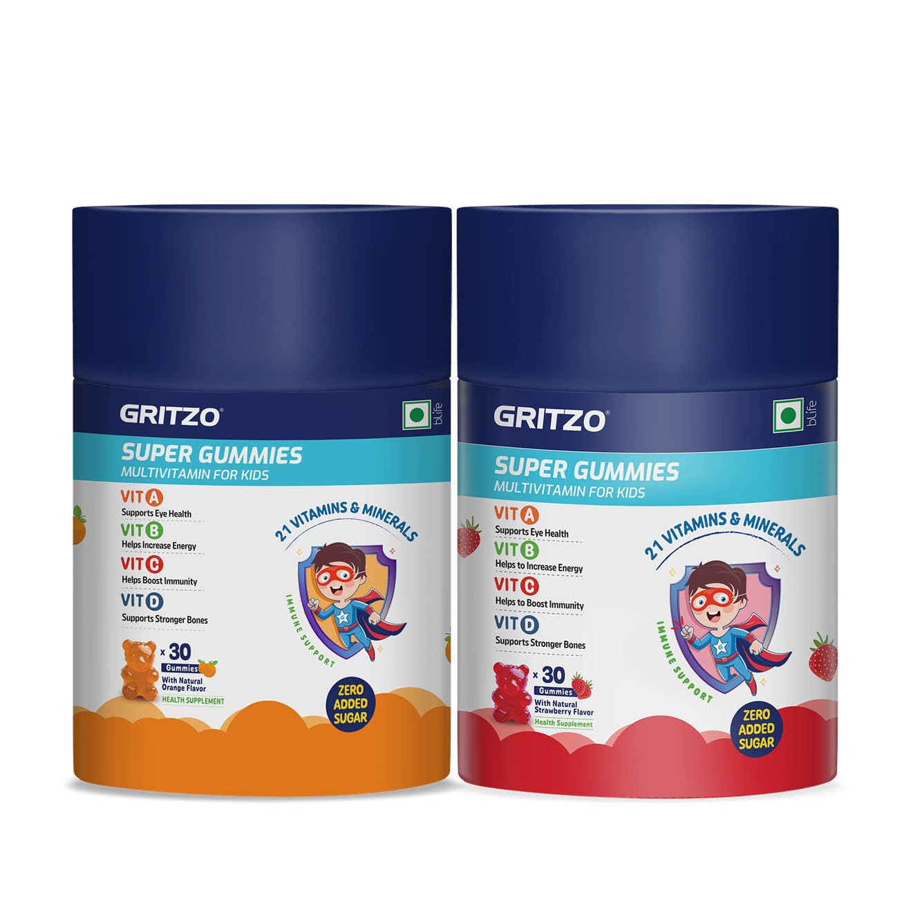 Gritzo Multivitamin Gummies for Kids, 30 Count, 21 Vitamins & Minerals, Natural Flavors, No Added Sugar (19)