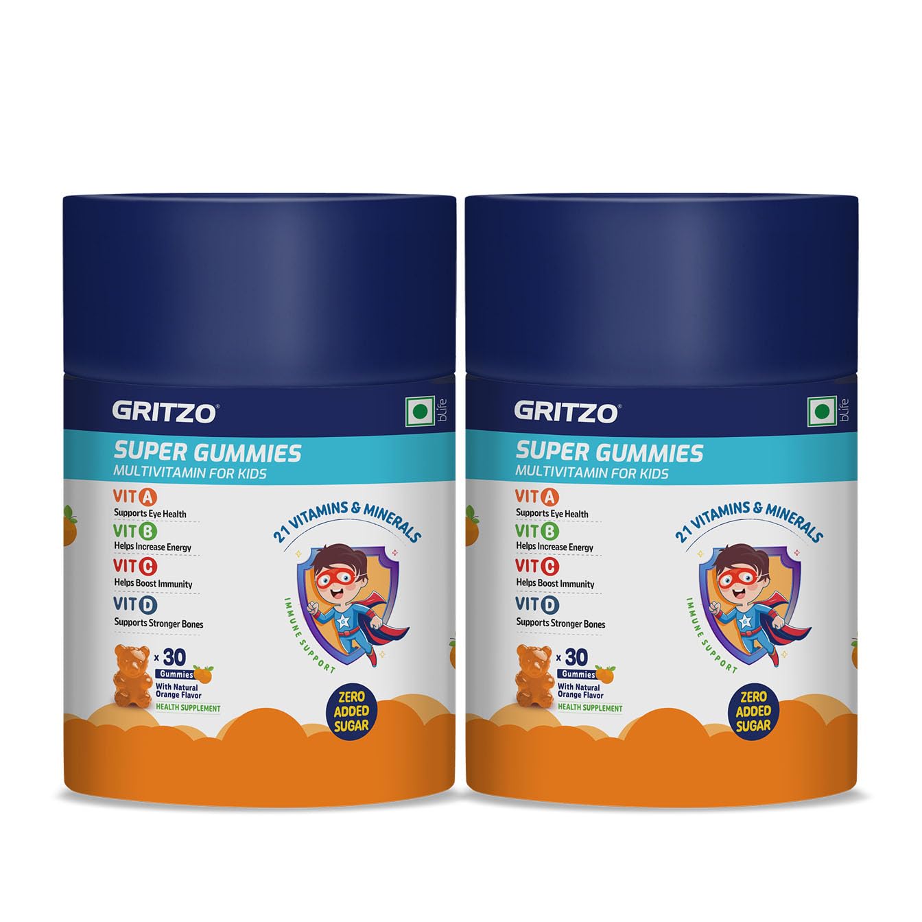 Gritzo Multivitamin Gummies for Kids, 30 Count, 21 Vitamins & Minerals, Natural Flavors, No Added Sugar (9)