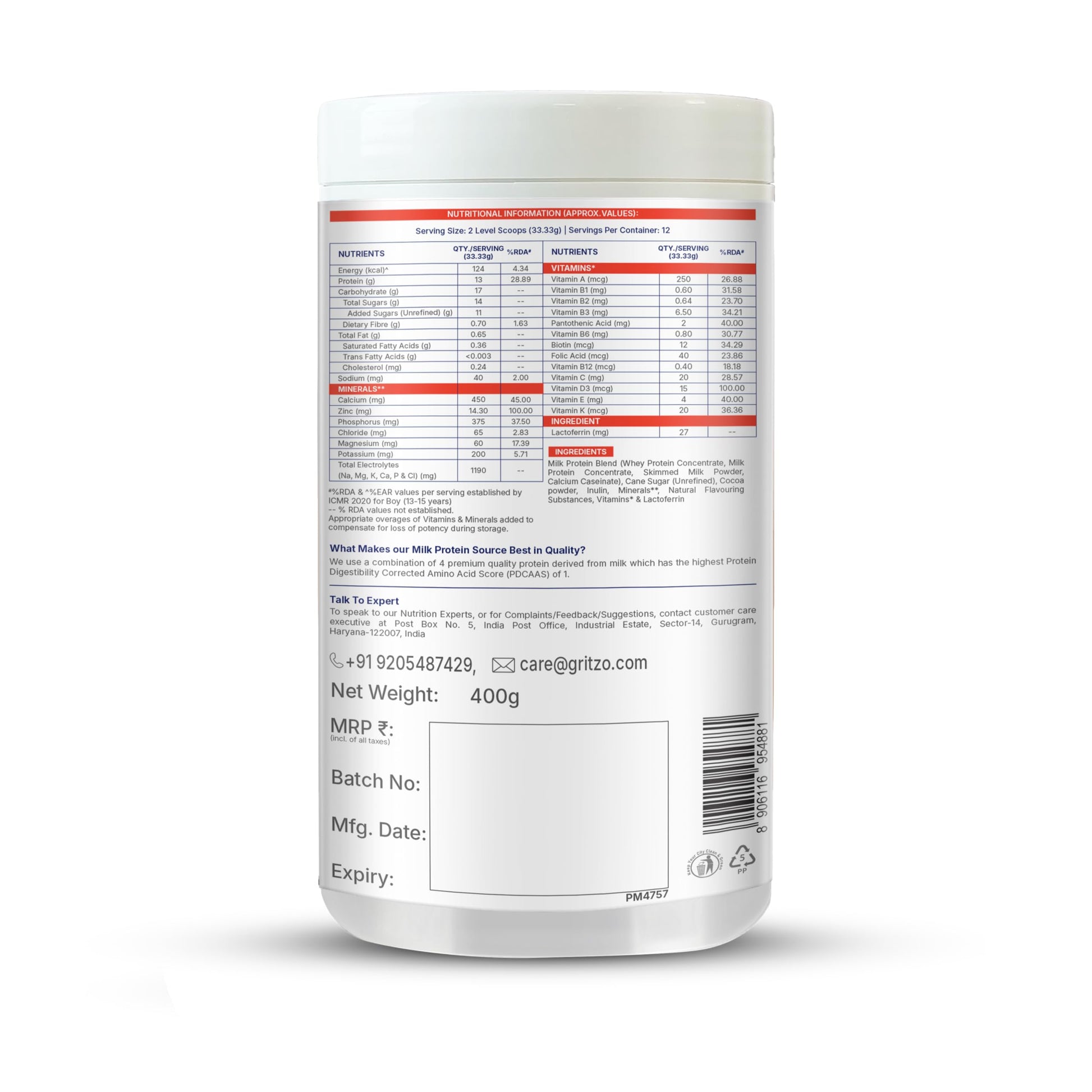 Gritzo SuperMilk Growth+ (13+ Boy) Cafe Mocha, 400g, Nutritional Supplement Powder - in use (16)