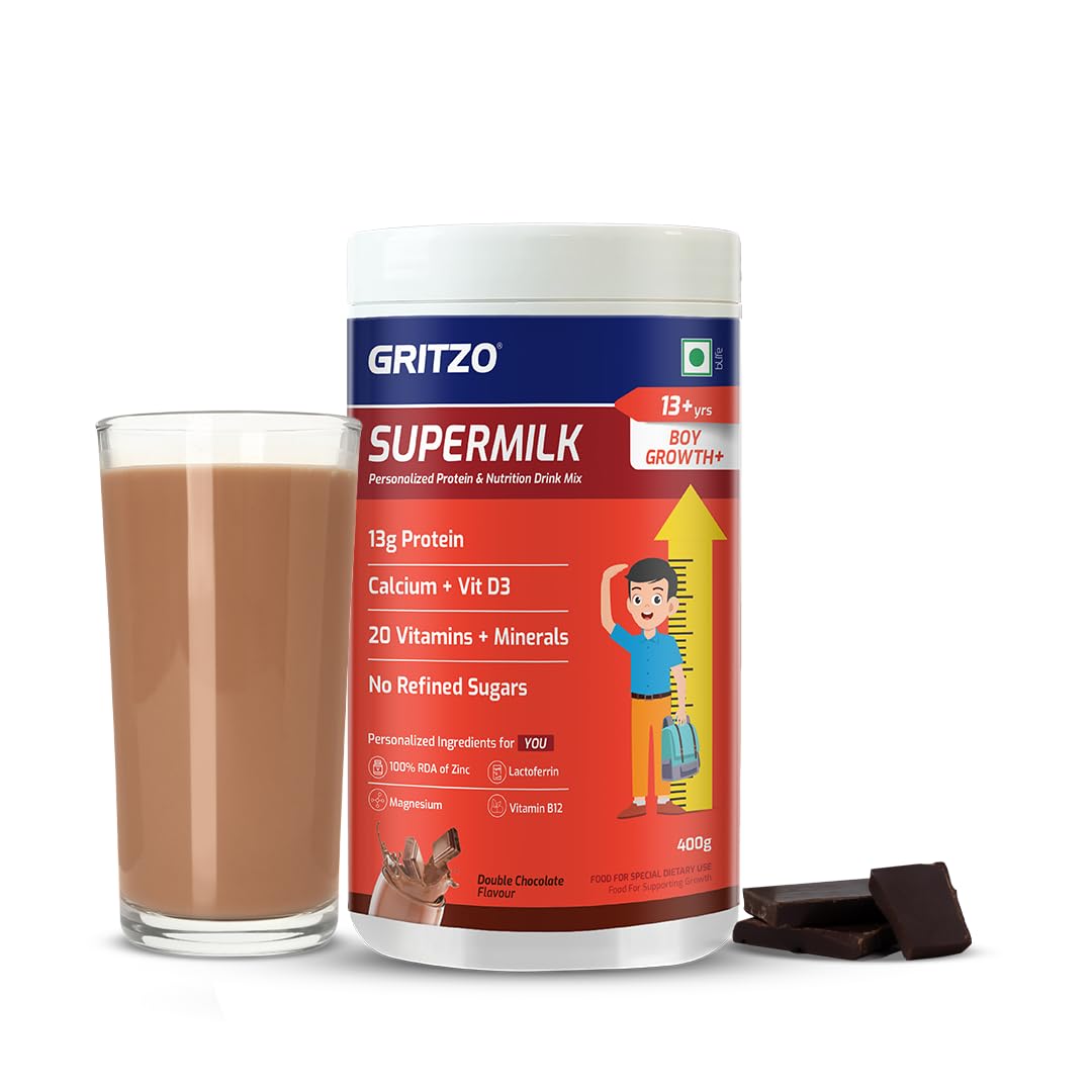 Gritzo SuperMilk Growth+ (13+ Boy) Cafe Mocha, 400g, Nutritional Supplement Powder (19)