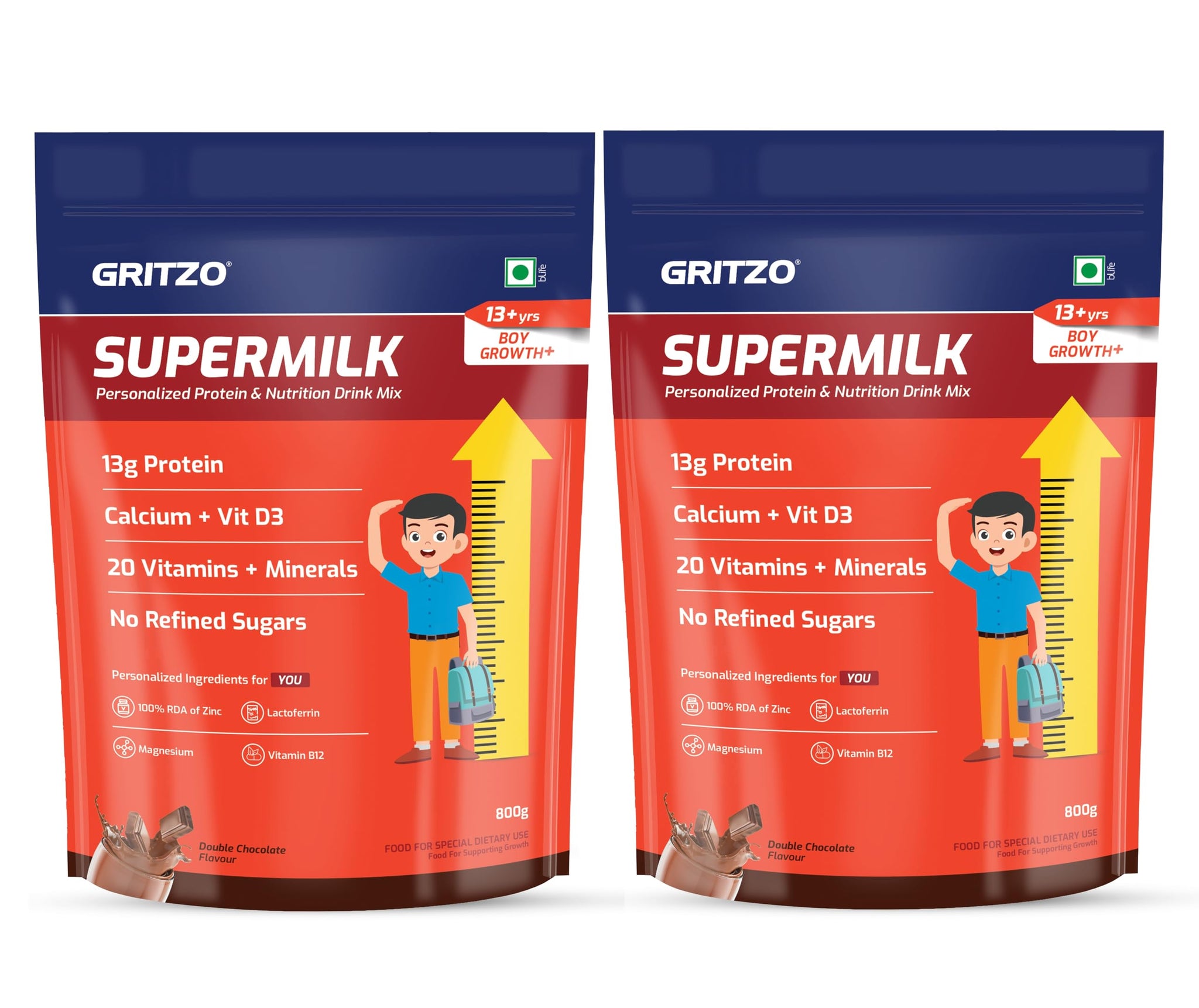Gritzo SuperMilk Growth+ (13+ Boy) Cafe Mocha, 400g, Nutritional Supplement Powder (27)