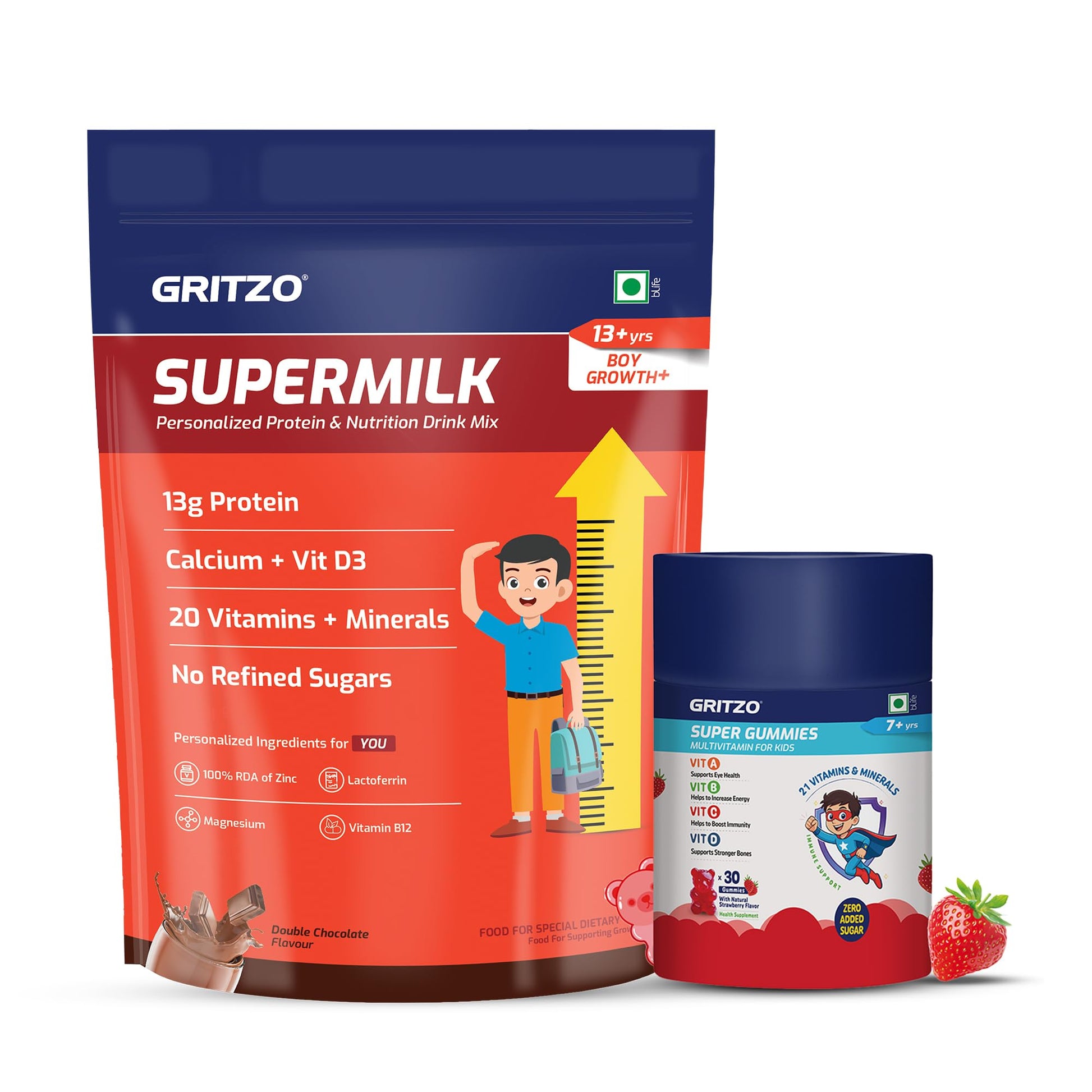 Gritzo SuperMilk Growth+ (13+ Boy) Cafe Mocha, 400g, Nutritional Supplement Powder (39)