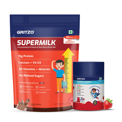 Gritzo SuperMilk Growth+ (13+ Boy) Cafe Mocha, 400g, Nutritional Supplement Powder (39)