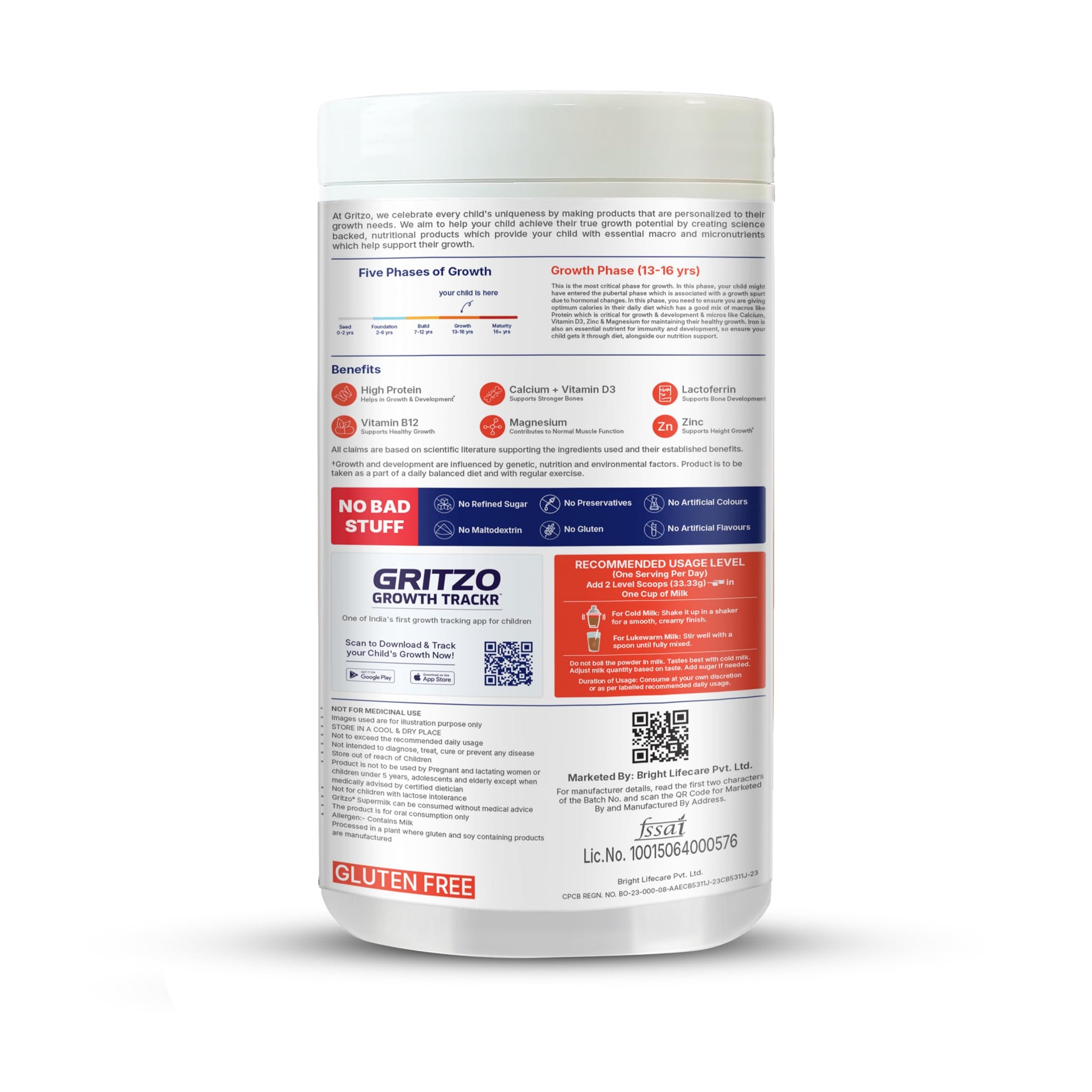 Gritzo SuperMilk Growth+ (13+ Boy) Cafe Mocha, 400g, Nutritional Supplement Powder - in use