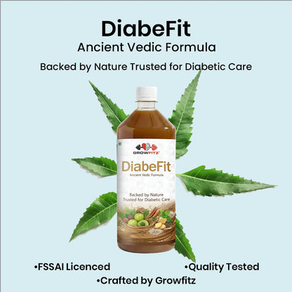 GROWFITZ Diabefit Herbal Juice 1L, Karela & Amla Blend, No Added Sugar, Dietary Supplement - back view