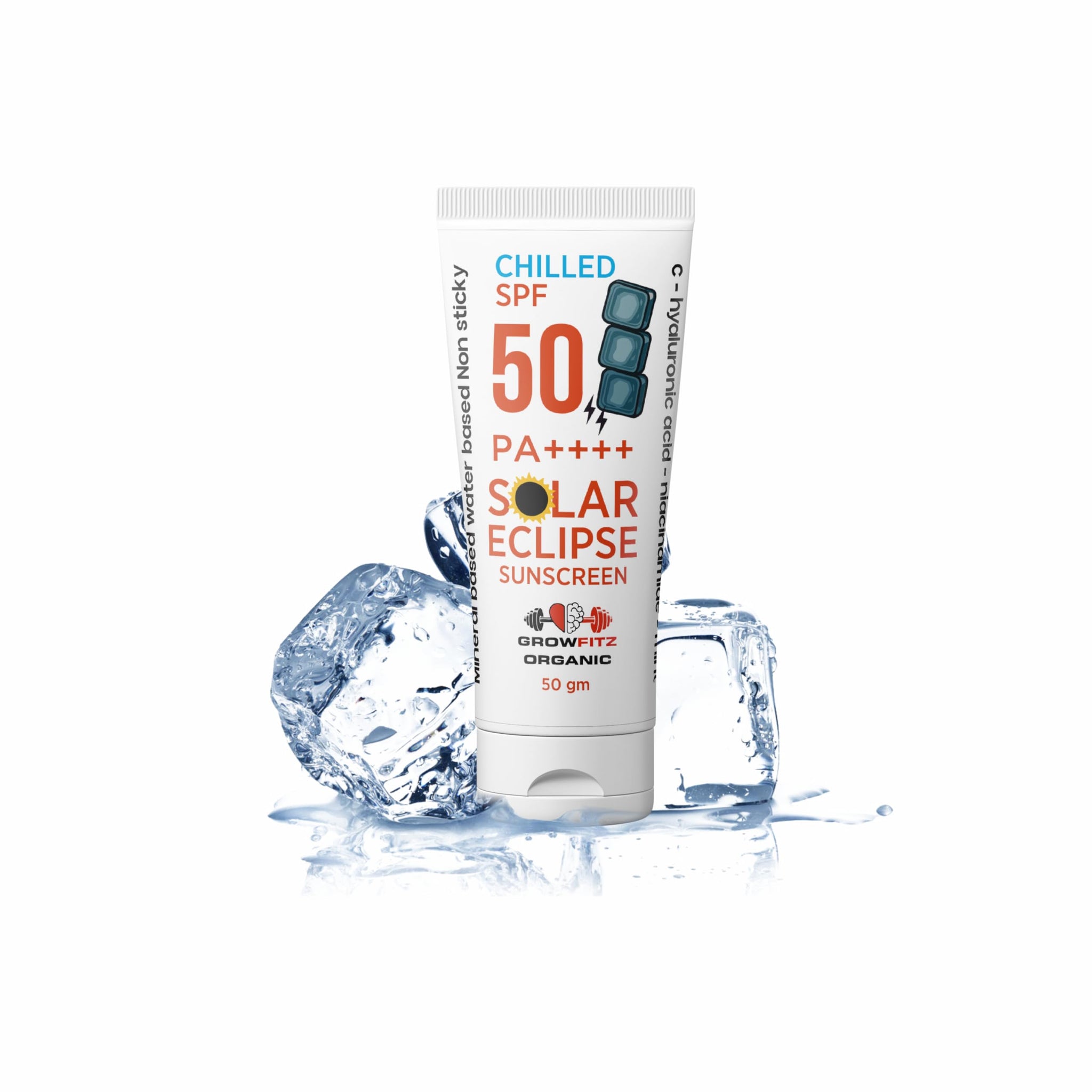 GROWFITZ SPF 50 PA+++ Sunscreen, 50g, Mineral & Water Based, Unisex, Natural Mint, Matte Finish