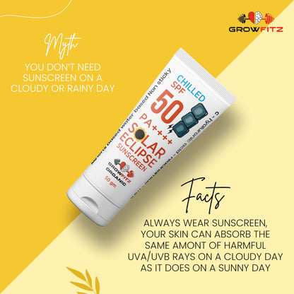 GROWFITZ SPF 50 PA+++ Sunscreen, 50g, Mineral & Water Based, Unisex, Natural Mint, Matte Finish - packaging