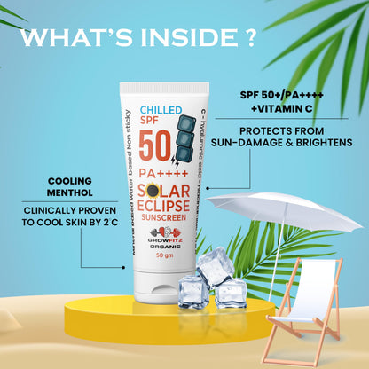 GROWFITZ SPF 50 PA+++ Sunscreen, 50g, Mineral & Water Based, Unisex, Natural Mint, Matte Finish - close-up detail
