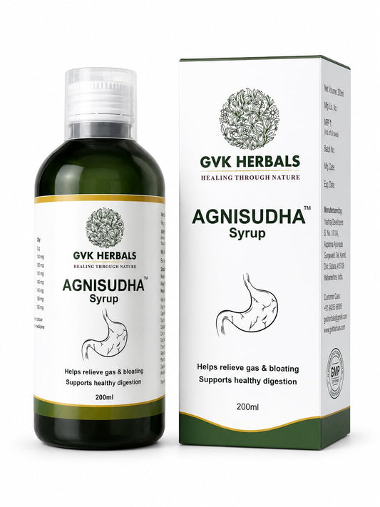 GVK Herbals Agnisudha Herbal Digestive Syrup, 200ml, Natural Appetiser with Garlic, Ginger & Ajwain Extracts