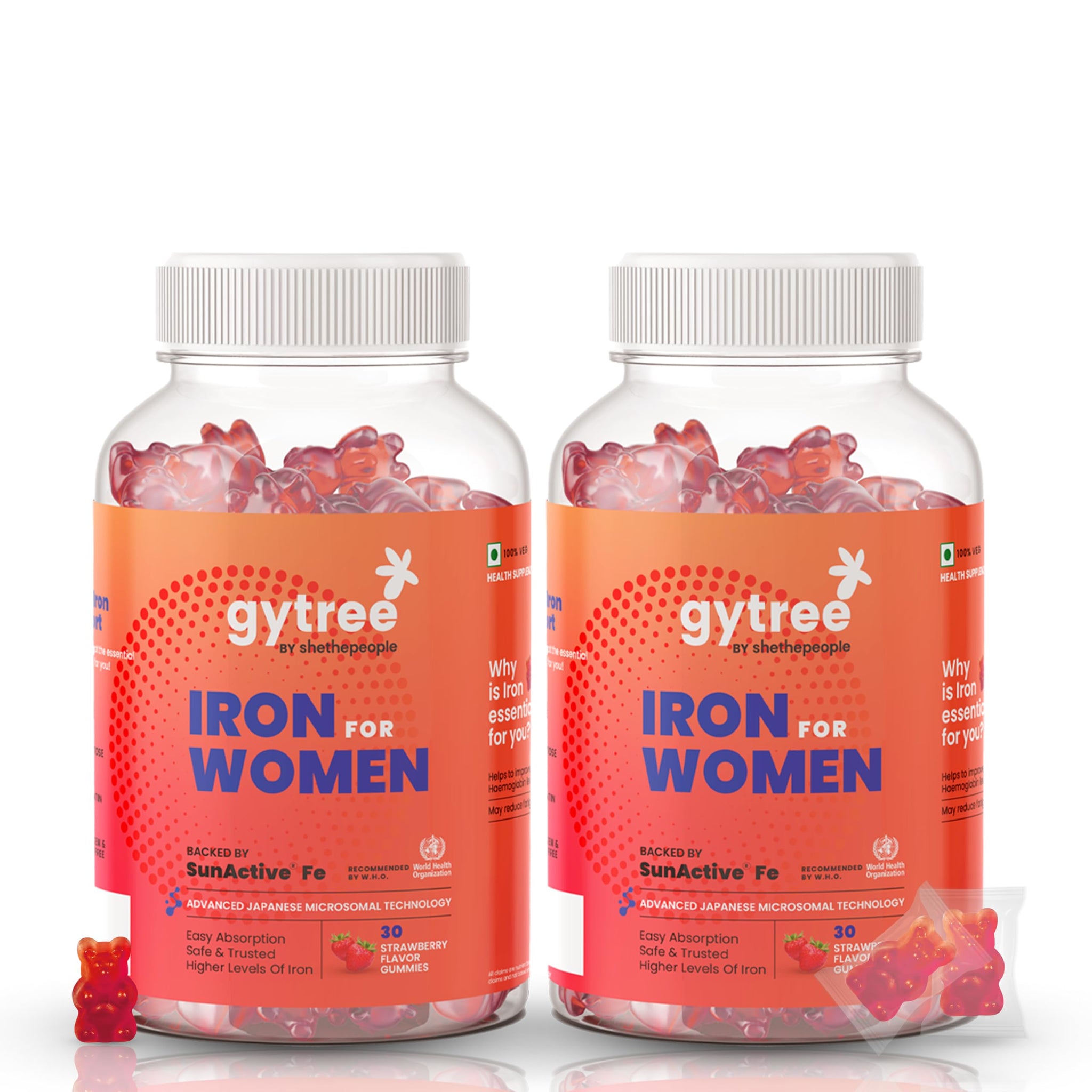 Gytree Iron Gummies with SunActive Fe, Mineral Supplement, 30 Gummies per Pack (10)
