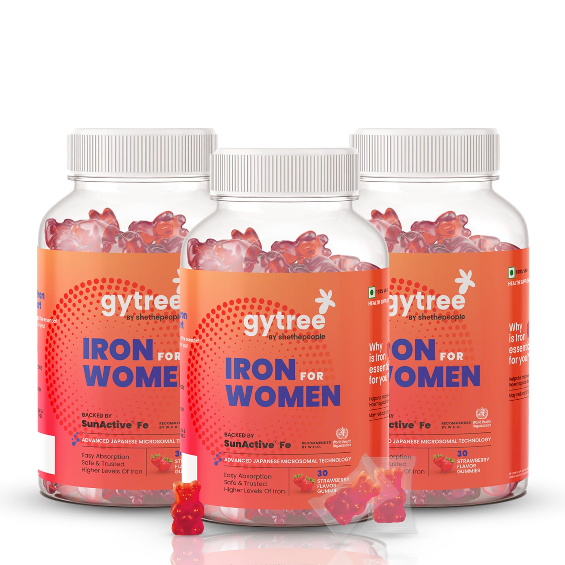 Gytree Iron Gummies with SunActive Fe, Mineral Supplement, 30 Gummies per Pack (12)