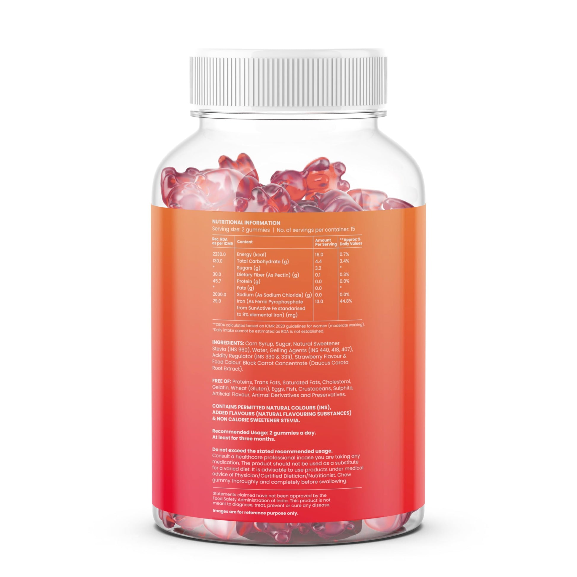 Gytree Iron Gummies with SunActive Fe, Mineral Supplement, 30 Gummies per Pack - label detail (13)
