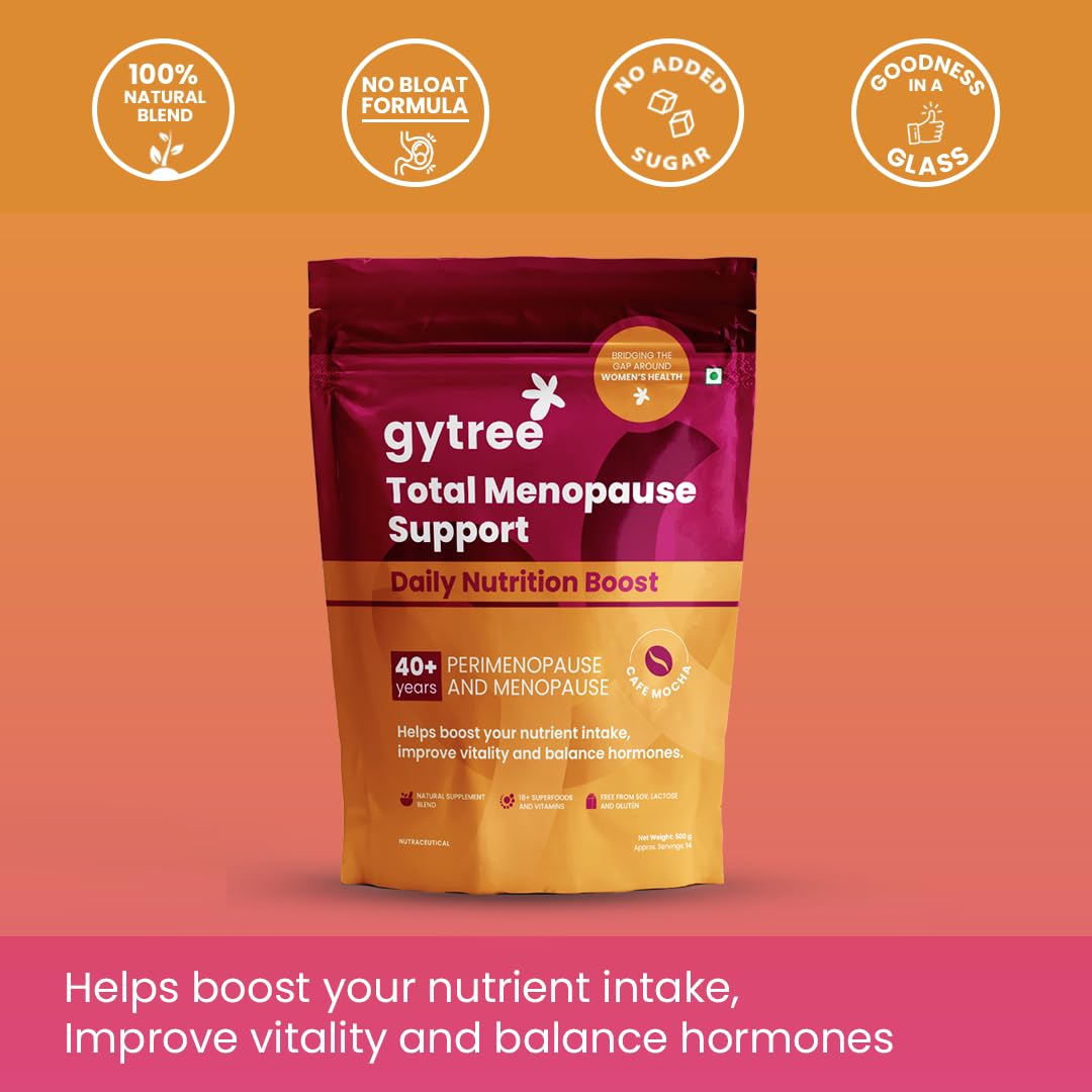 Gytree Menopause Protein Powder Vegan Dual Plant-Based Protein 26g per Serving Cafe Mocha Flavor 500g - front view