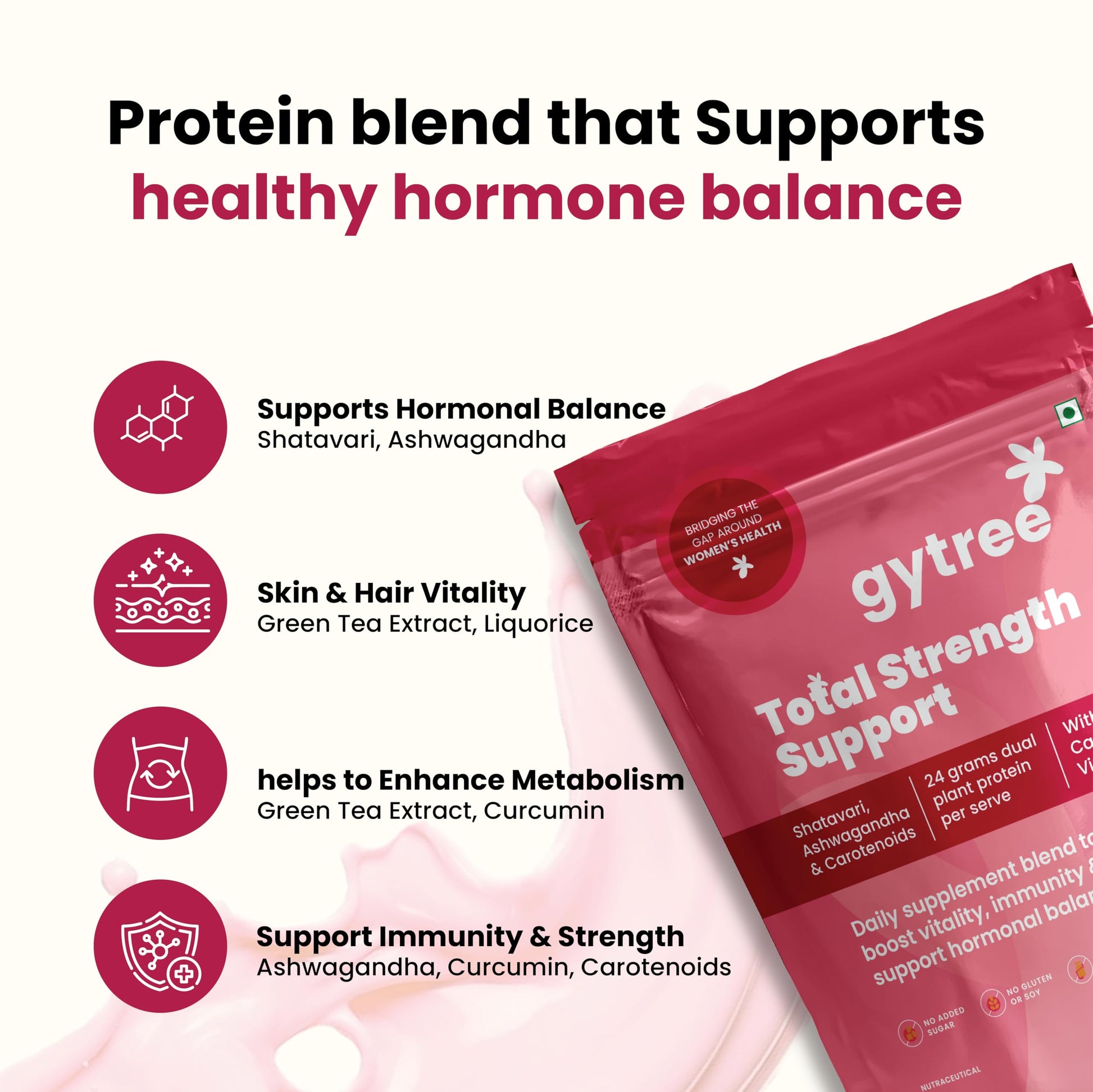 Gytree Plant-Based Protein Powder for Women, Vegan Protein Supplement, 24g per Serving - packaging