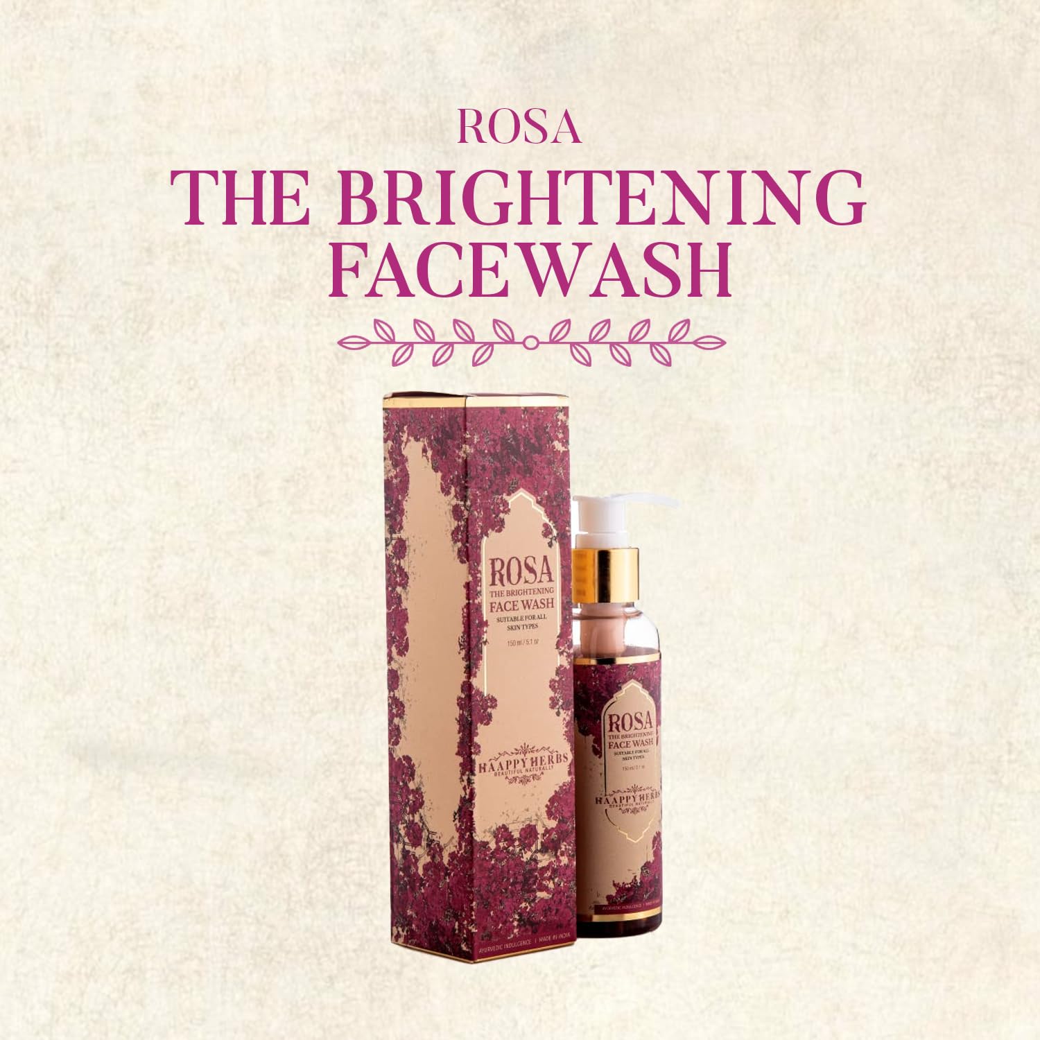 HAAPPY HERBS - BEAUTIFUL NATURALLY Rosa Face Wash for Women with Rose & Aloe, 150ml - front view