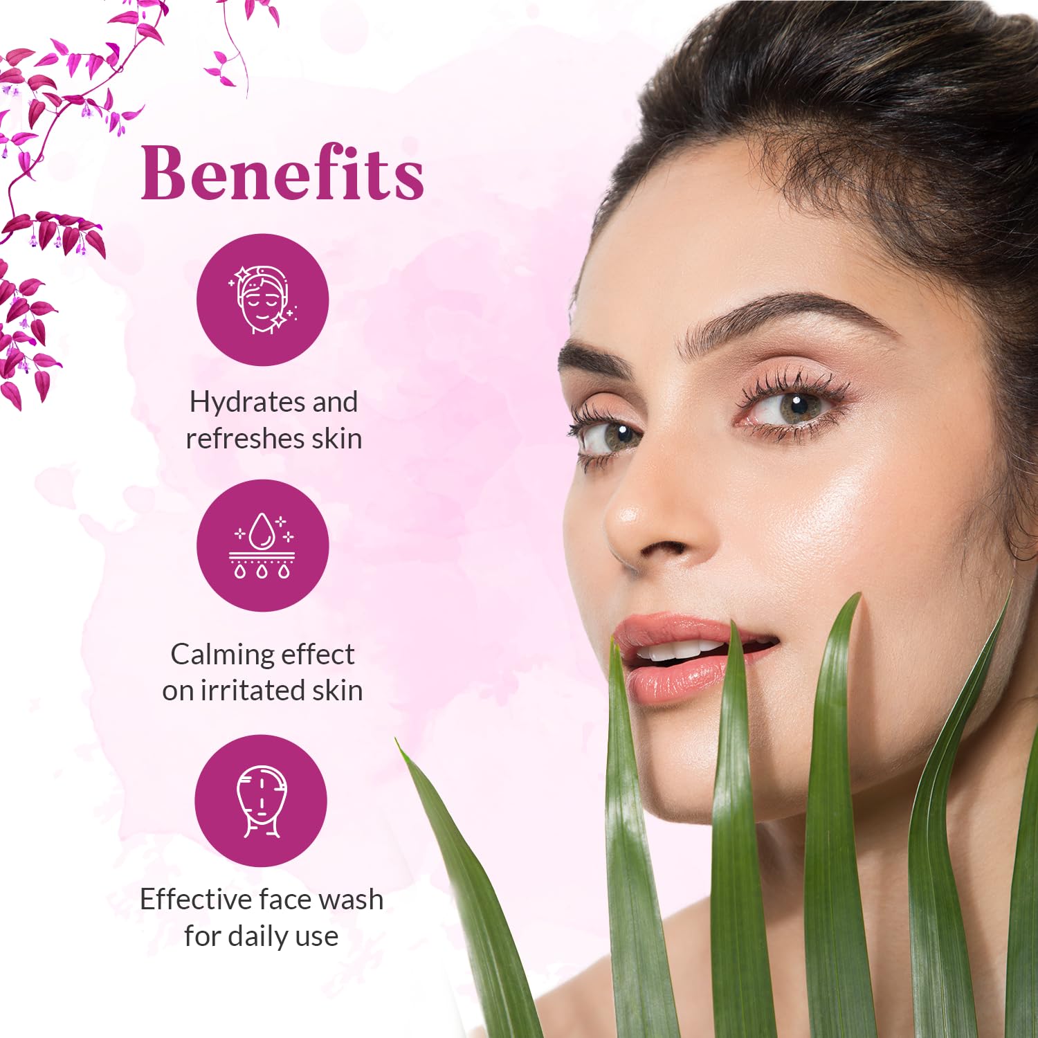 HAAPPY HERBS - BEAUTIFUL NATURALLY Rosa Face Wash for Women with Rose & Aloe, 150ml - back view