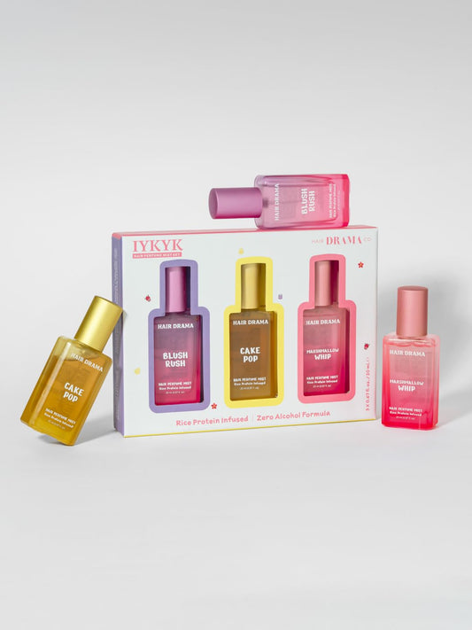 Hair Drama Co. Hair & Body Mist Perfume Set of 3 - Alcohol-Free, Paraben-Free, Travel-Friendly Fragrance for Women