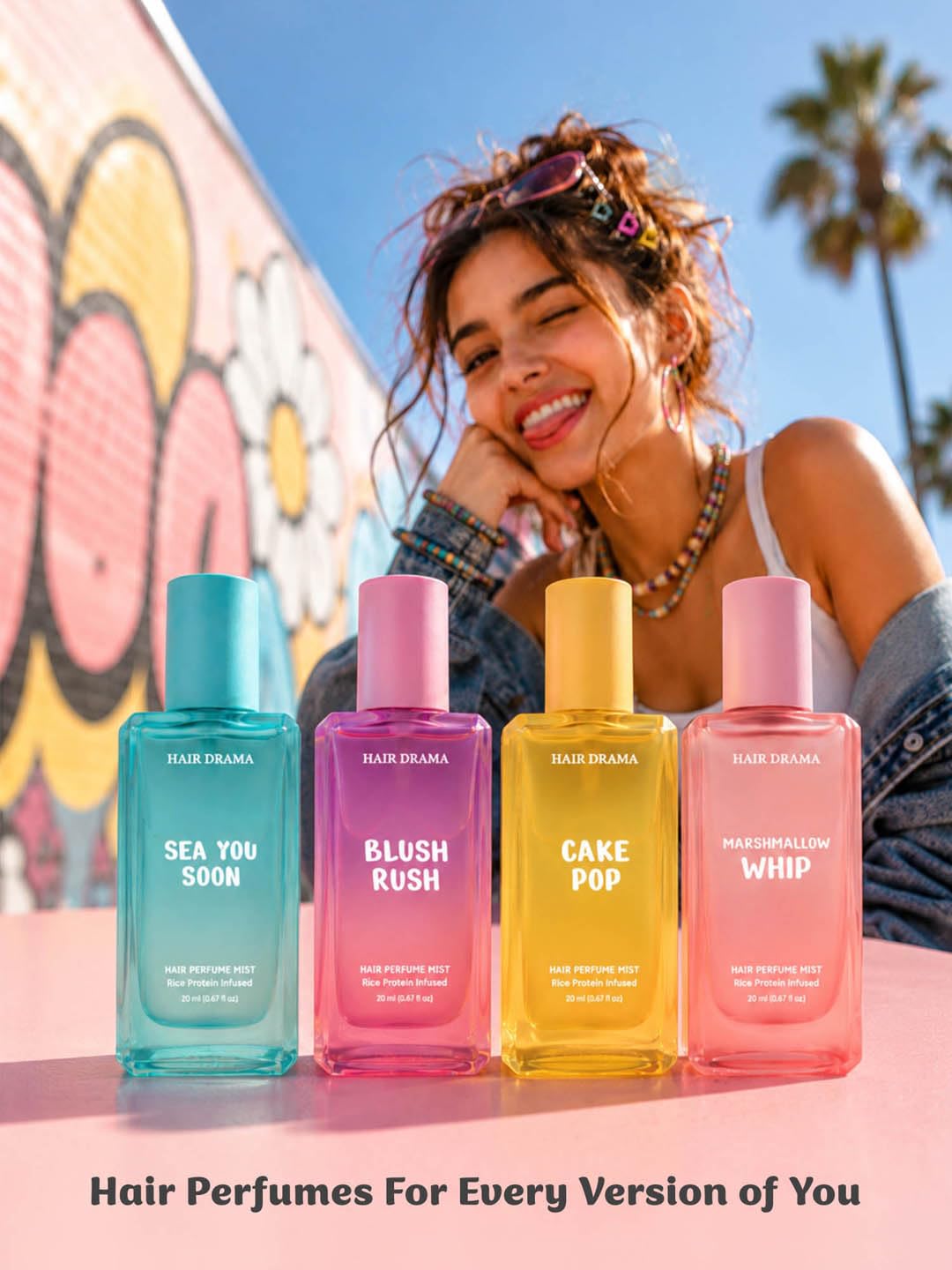 Hair Drama Co. Hair & Body Mist Perfume Set of 3 - Alcohol-Free, Paraben-Free, Travel-Friendly Fragrance for Women - in use (
