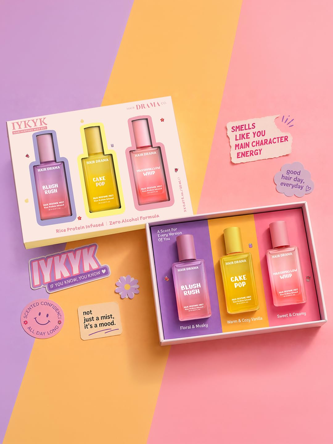 Hair Drama Co. Hair & Body Mist Perfume Set of 3 - Alcohol-Free, Paraben-Free, Travel-Friendly Fragrance for Women - back vie