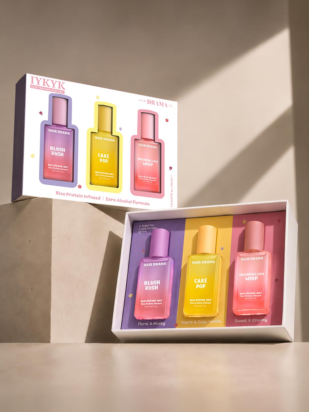 Hair Drama Co. Hair & Body Mist Perfume Set of 3 - Alcohol-Free, Paraben-Free, Travel-Friendly Fragrance for Women - packagin