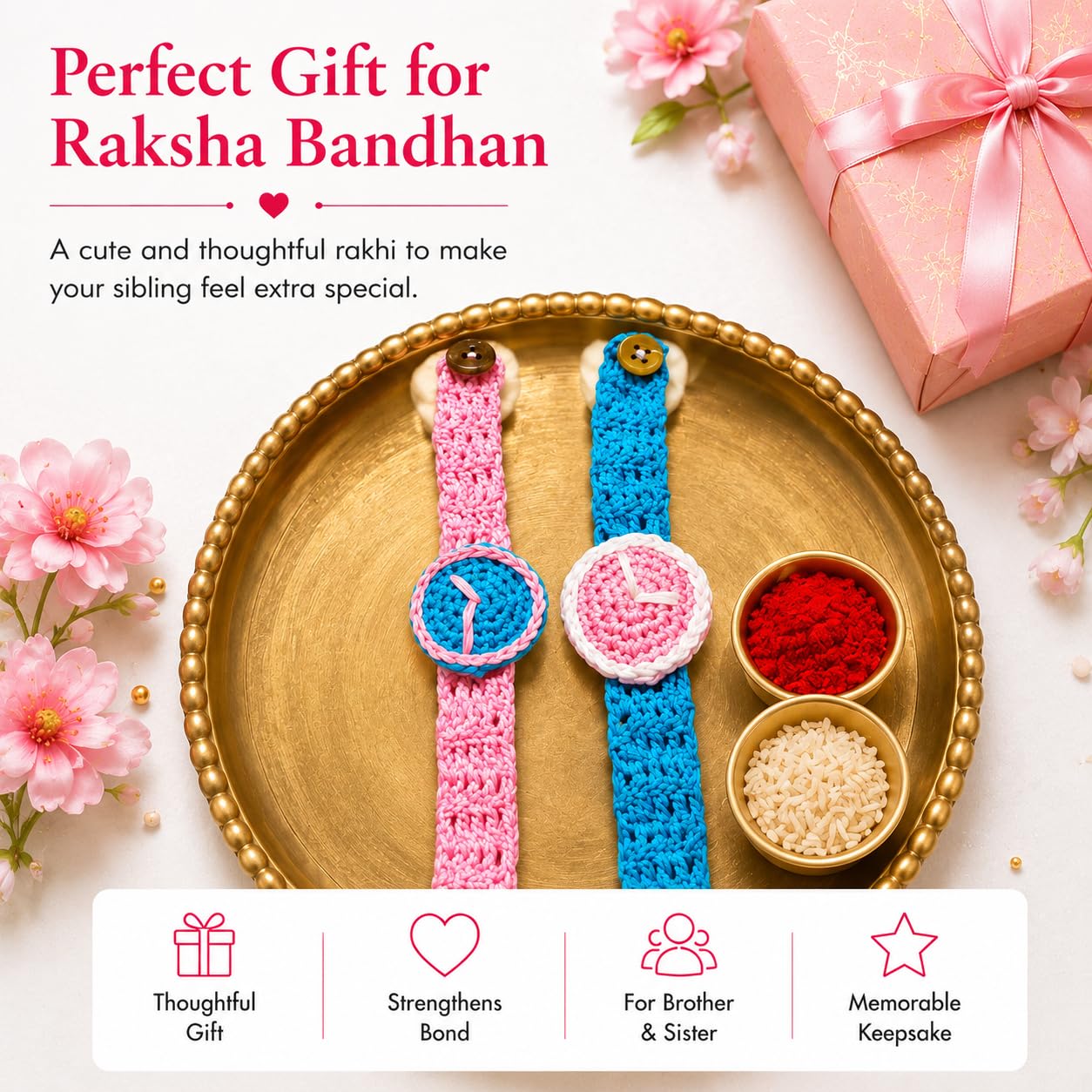 Handmade Crochet Kids Rakhi | Soft Cotton Knitted Rakhi for Boys & Girls | Skin-Friendly, Lightweight & Reusable | Raksha Ban