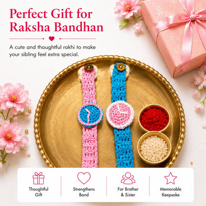 Handmade Crochet Kids Rakhi | Soft Cotton Knitted Rakhi for Boys & Girls | Skin-Friendly, Lightweight & Reusable | Raksha Ban