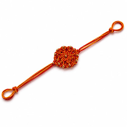 Handmade Crochet Rakhi for Girl & Boy | Cotton Thread Designer Raksha Bandhan Rakhi with Golden Beads | Traditional Handcraft