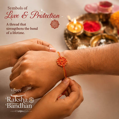 Handmade Crochet Rakhi for Girl & Boy | Cotton Thread Designer Raksha Bandhan Rakhi with Golden Beads | Traditional Handcraft