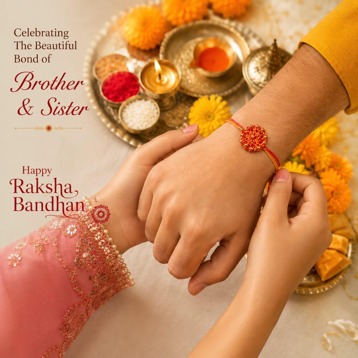 Handmade Crochet Rakhi for Girl & Boy | Cotton Thread Designer Raksha Bandhan Rakhi with Golden Beads | Traditional Handcraft