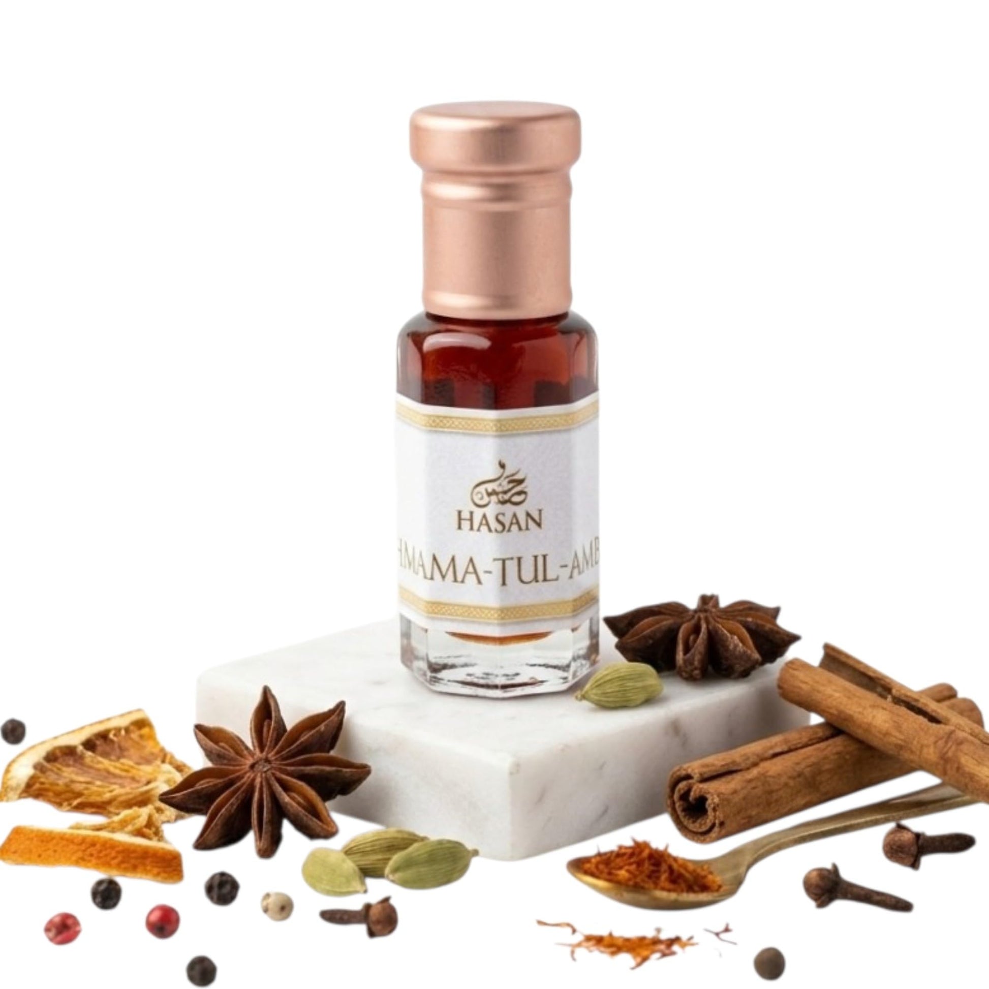 HASAN Shamama-tul Ambar Attar, 6ml Roll-On Perfume Oil, Alcohol-Free Traditional Kannauj Fragrance, Unisex