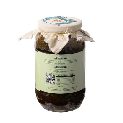Haveli Anirudh Amla Gur Murabba, Whole Gooseberry Preserve in Jaggery with Cardamom, 200g, Glass Jar - ingredients panel (11)