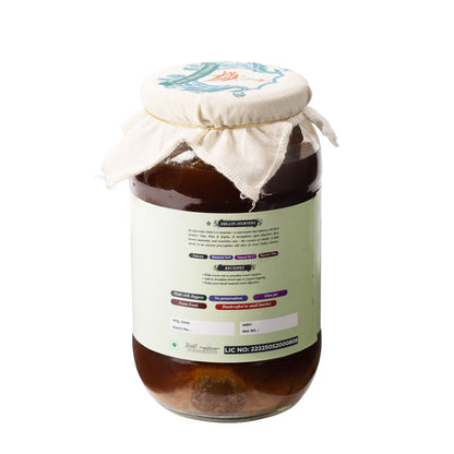 Haveli Anirudh Amla Gur Murabba, Whole Gooseberry Preserve in Jaggery with Cardamom, 200g, Glass Jar - in use