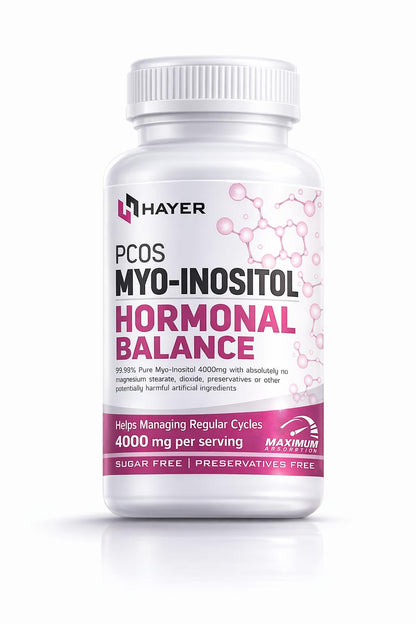 HAYER PCOS Supplement, 60 Tablets, Myo-Inositol with D-Chiro Inositol & Shatavari, Vegetarian, GMP Manufactured
