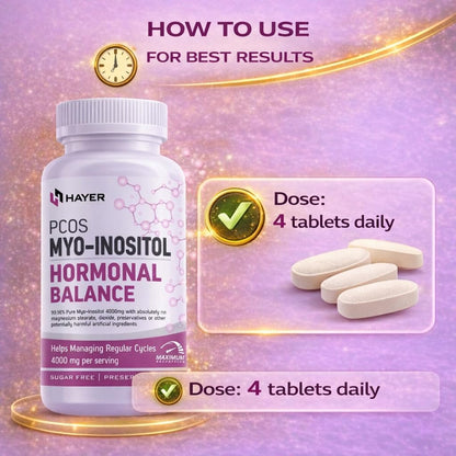 HAYER PCOS Supplement, 60 Tablets, Myo-Inositol with D-Chiro Inositol & Shatavari, Vegetarian, GMP Manufactured - ingredients