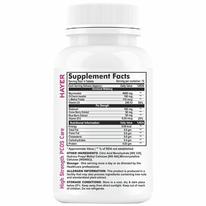 HAYER PCOS Supplement, 60 Tablets, Myo-Inositol with D-Chiro Inositol & Shatavari, Vegetarian, GMP Manufactured - in use
