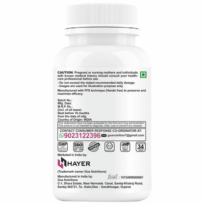 HAYER PCOS Supplement, 60 Tablets, Myo-Inositol with D-Chiro Inositol & Shatavari, Vegetarian, GMP Manufactured - size and sc