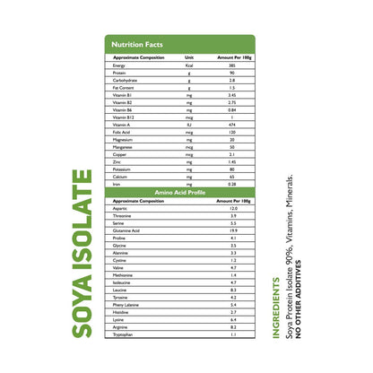 HEALTHOXIDE Soya Protein Isolate Powder, 90% Protein, 1kg, Vegan, Dairy-Free, Gluten-Free, Lactose-Free - back view