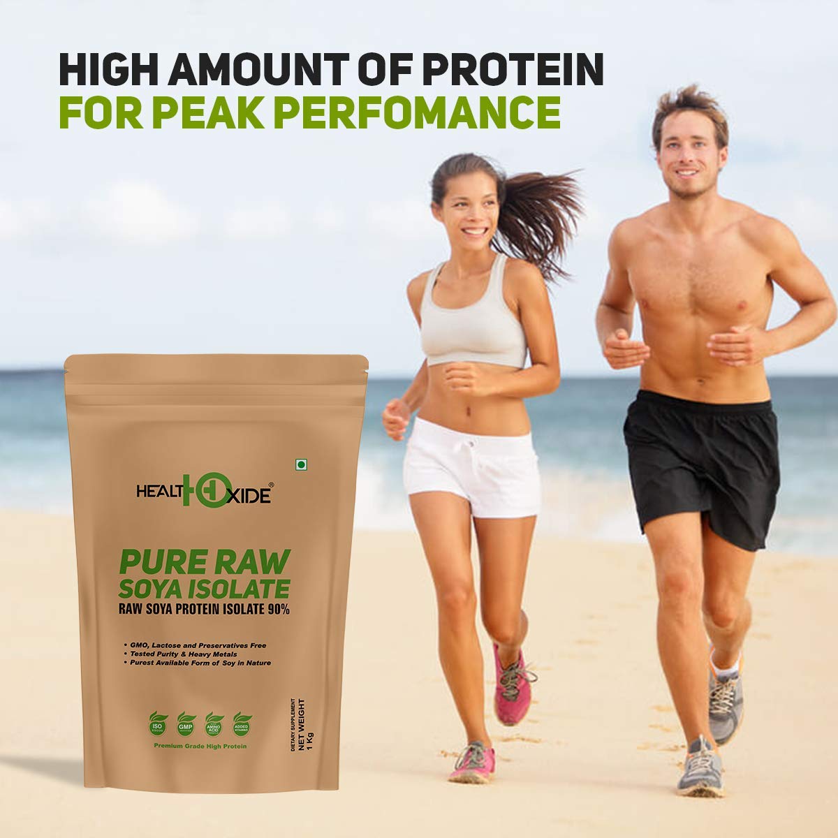 HEALTHOXIDE Soya Protein Isolate Powder, 90% Protein, 1kg, Vegan, Dairy-Free, Gluten-Free, Lactose-Free - label detail