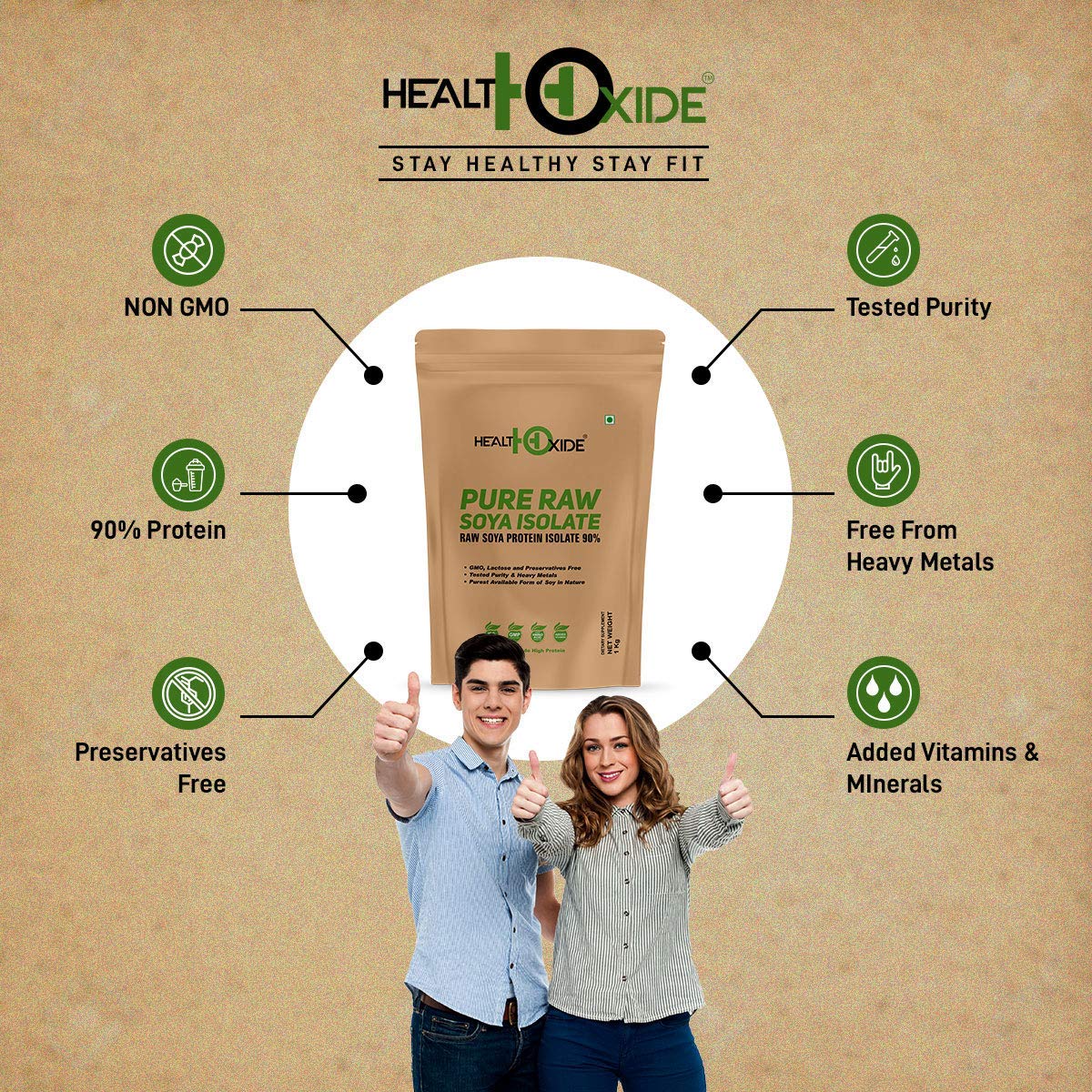 HEALTHOXIDE Soya Protein Isolate Powder, 90% Protein, 1kg, Vegan, Dairy-Free, Gluten-Free, Lactose-Free - ingredients panel