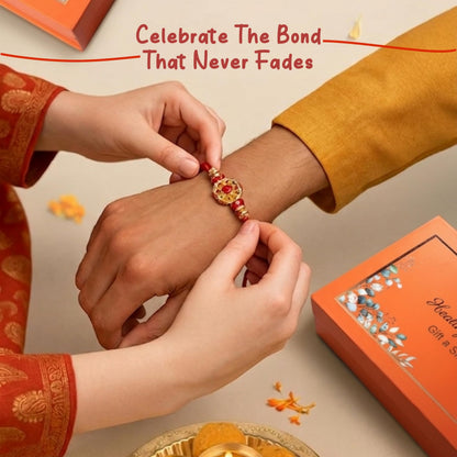 Healthy Master 10-Item Rakhi Gift Hamper | 1 Rakhi, Kismis, Kumkum Chawal | Quinoa Chips, Peri Peri Millet Balls, Bakarwadi, 